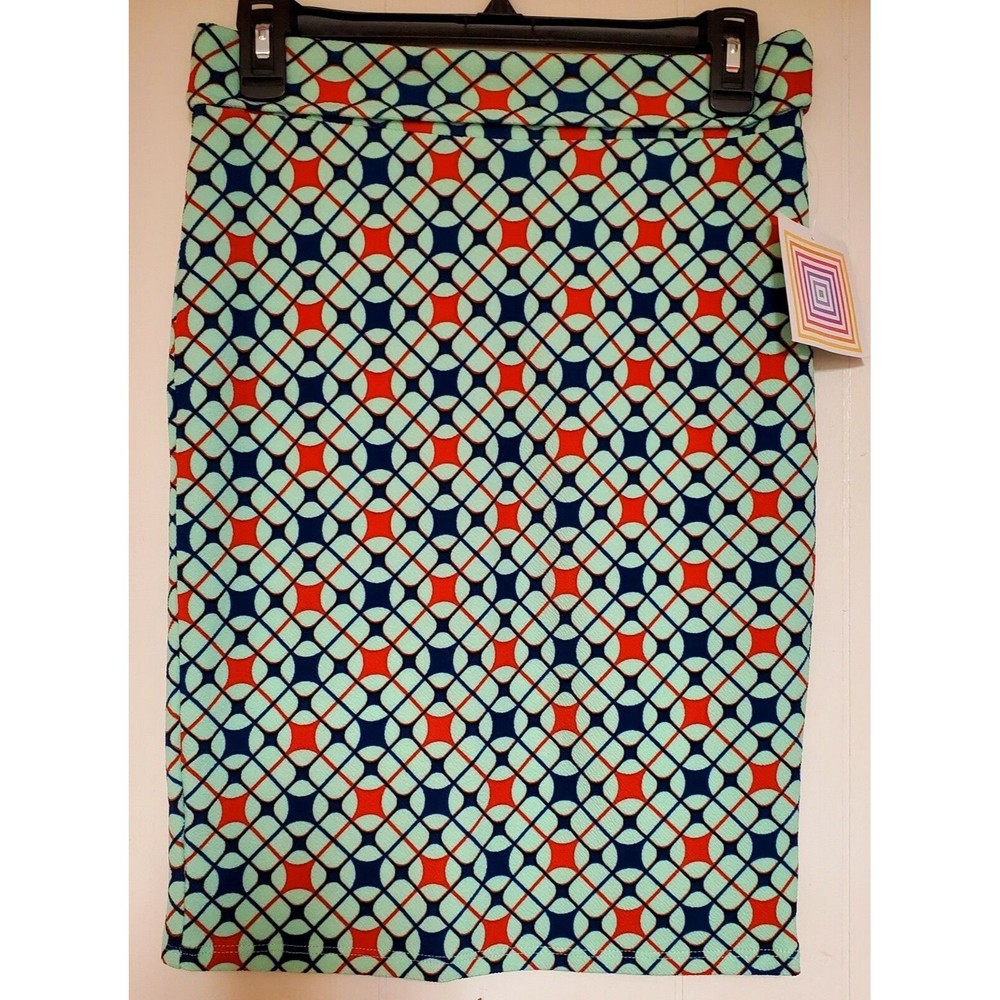 Lularoe Cassie Womens Skirt Size XS Teal Blue Red Stretch Elastic Waist New!